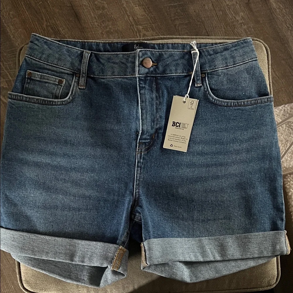 Boden Blue Denim Roll-Hem Shorts - Picture 2 of 5